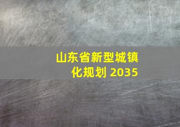 山东省新型城镇化规划 2035